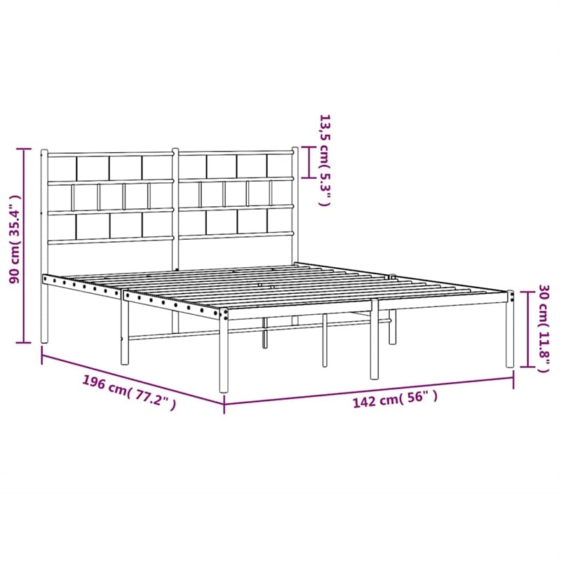 vidaXL Rectangular Steel Full/Double Bed Frame in Black