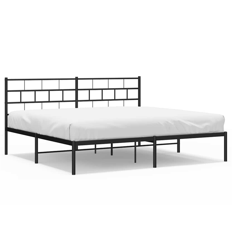 vidaXL 72 x 84 Powder-Coated Metal Bed Frame in Black