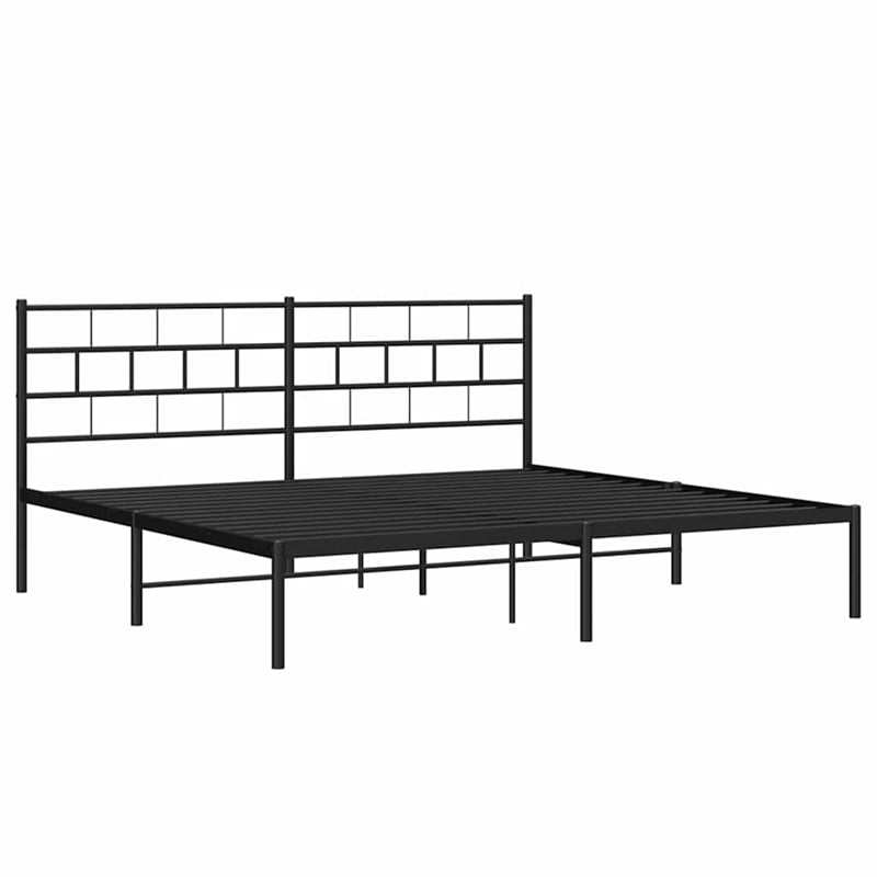 vidaXL 72 x 84 Powder-Coated Metal Bed Frame in Black