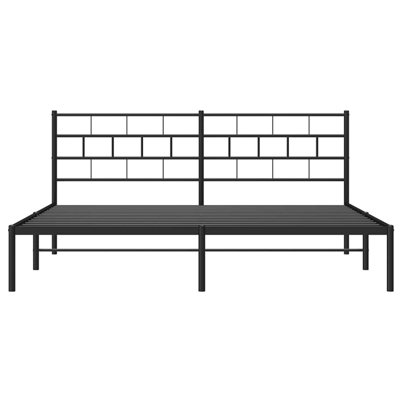 vidaXL Rectangular Powder-Coated Steel Full Bed Frame in Black