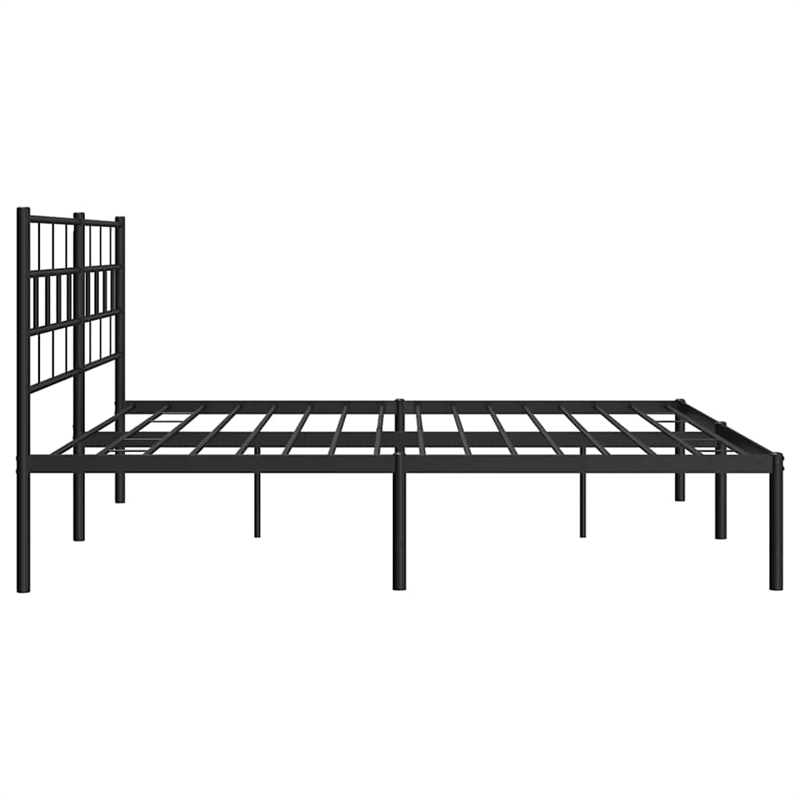 vidaXL Rectangular Powder-Coated Steel Full Bed Frame in Black