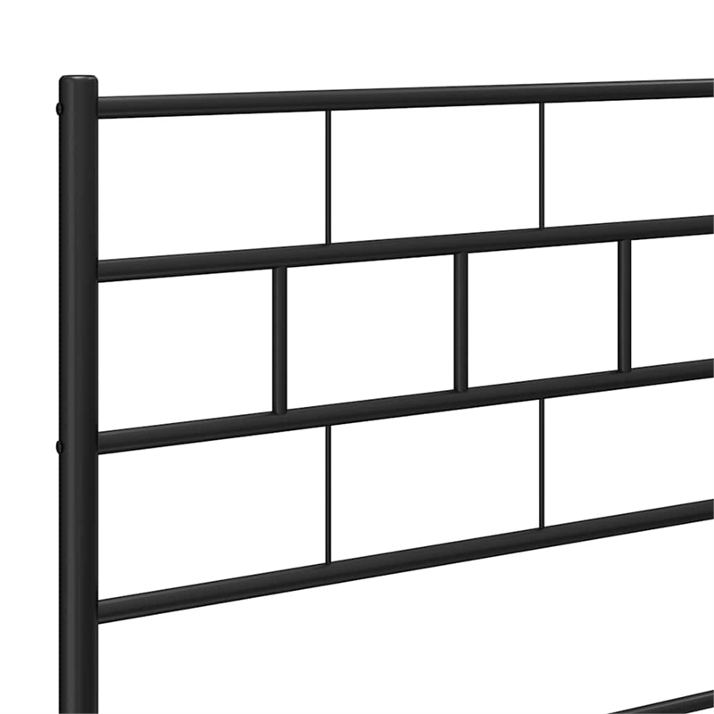 vidaXL Rectangular Powder-Coated Steel Full Bed Frame in Black