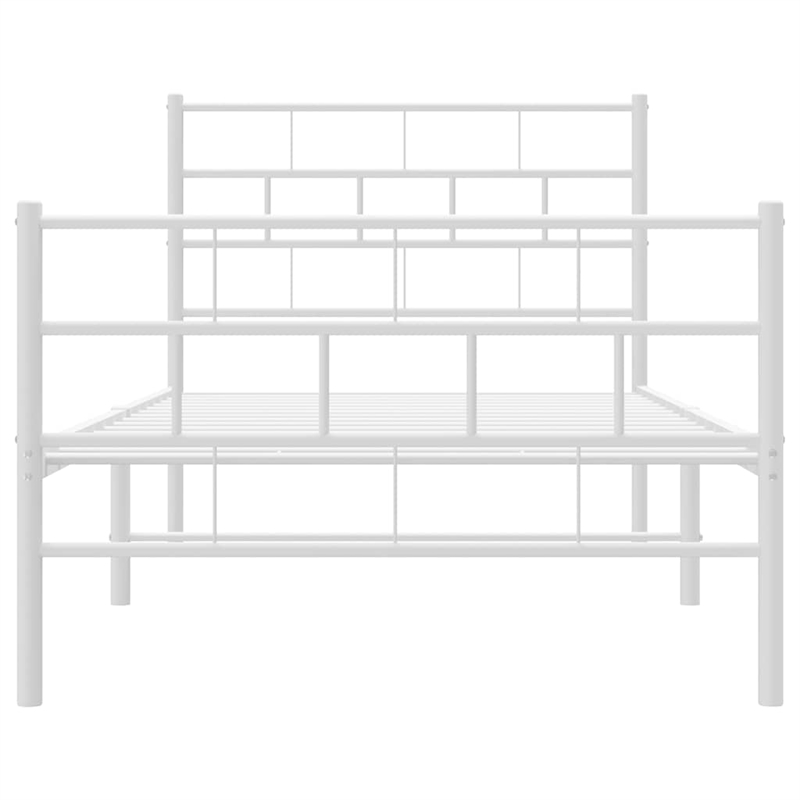 vidaXL Rectangular Powder-Coated Steel Twin Bed Frame in White