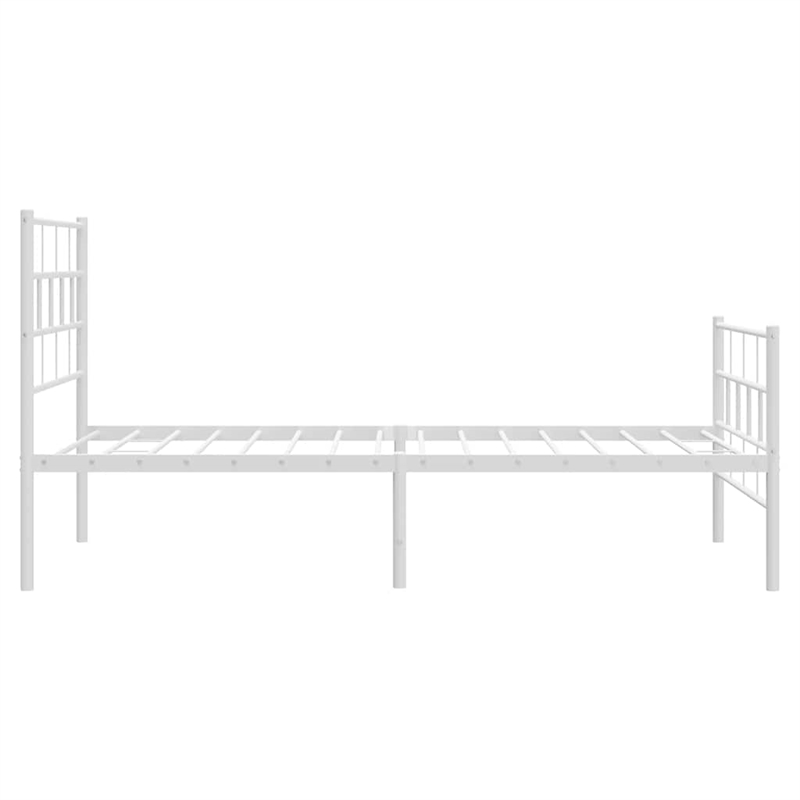 vidaXL Rectangular Powder-Coated Steel Twin Bed Frame in White