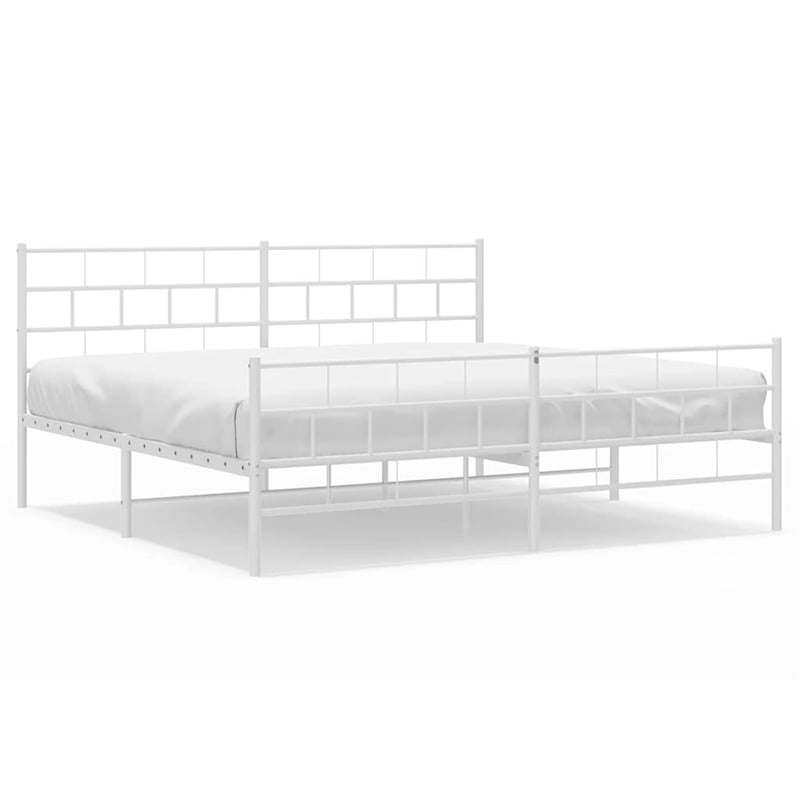 vidaXL 72 x 84 Steel Bed Frame in White