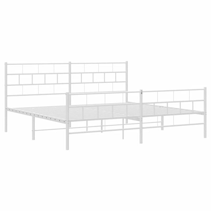 vidaXL 72 x 84 Steel Bed Frame in White
