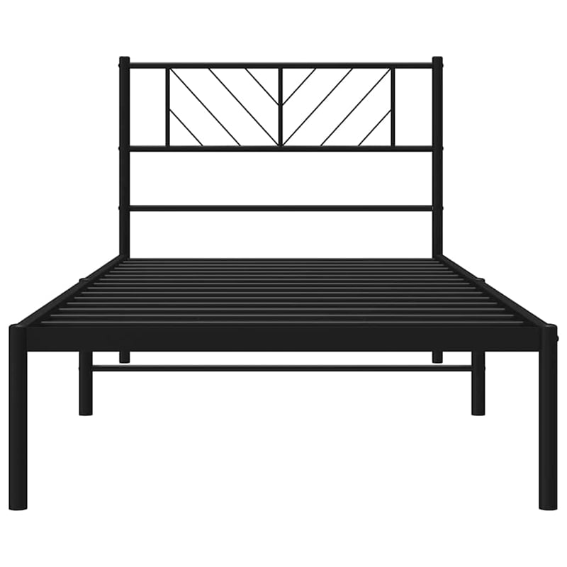 vidaXL Powder-Coated Steel Twin Bed Frame in Black