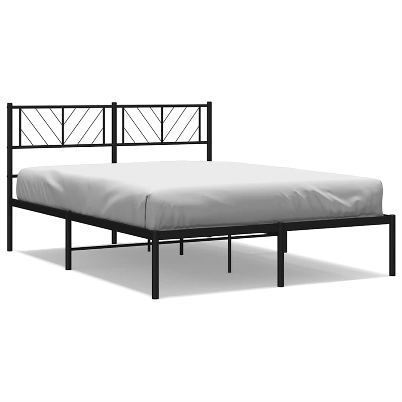 vidaXL Powder-Coated Steel King Bed Frame in Black
