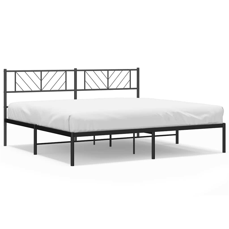 vidaXL Powder-Coated Steel Cal King/Double Bed Frame in Black