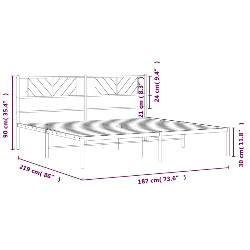 vidaXL 72 x 84 Steel Bed Frame in White