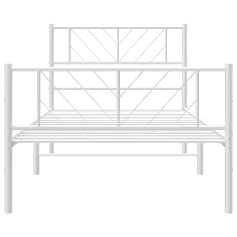 vidaXL Powder-Coated Steel Single Metal Bed Frame in White