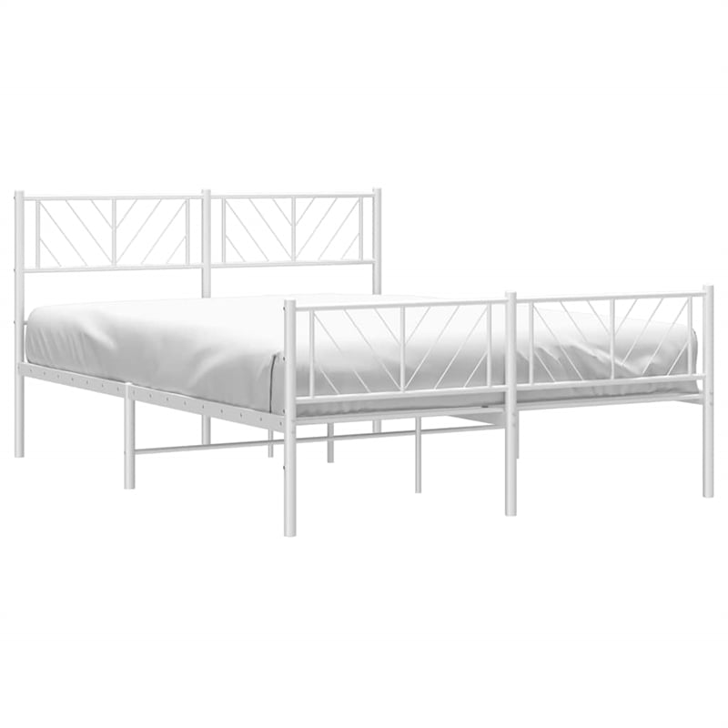 vidaXL Metal 53.1 x 74.8 Powder-Coated Steel Bed Frame in White