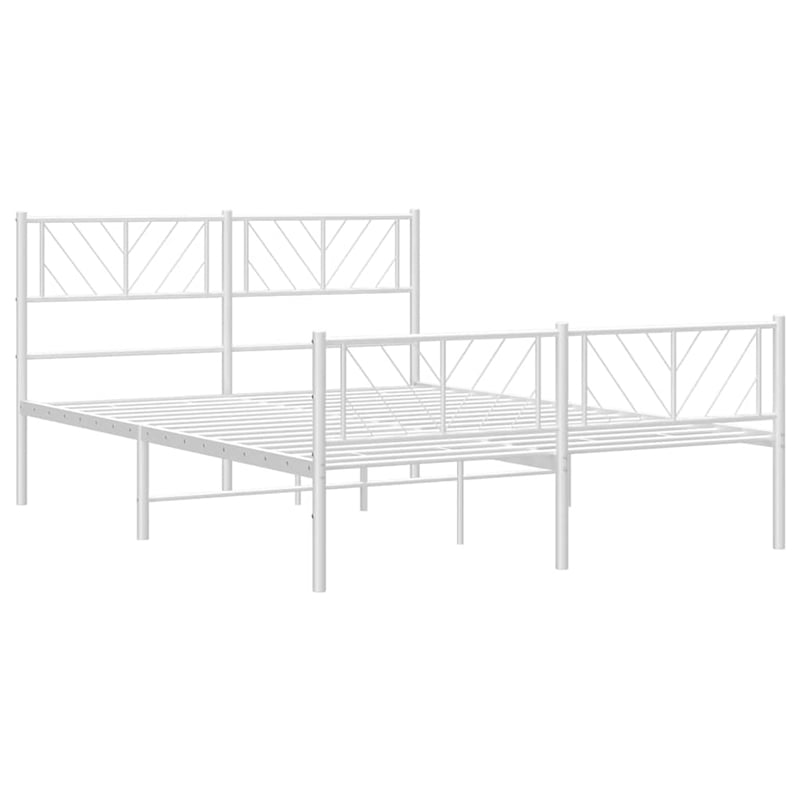 vidaXL Metal 53.1 x 74.8 Powder-Coated Steel Bed Frame in White