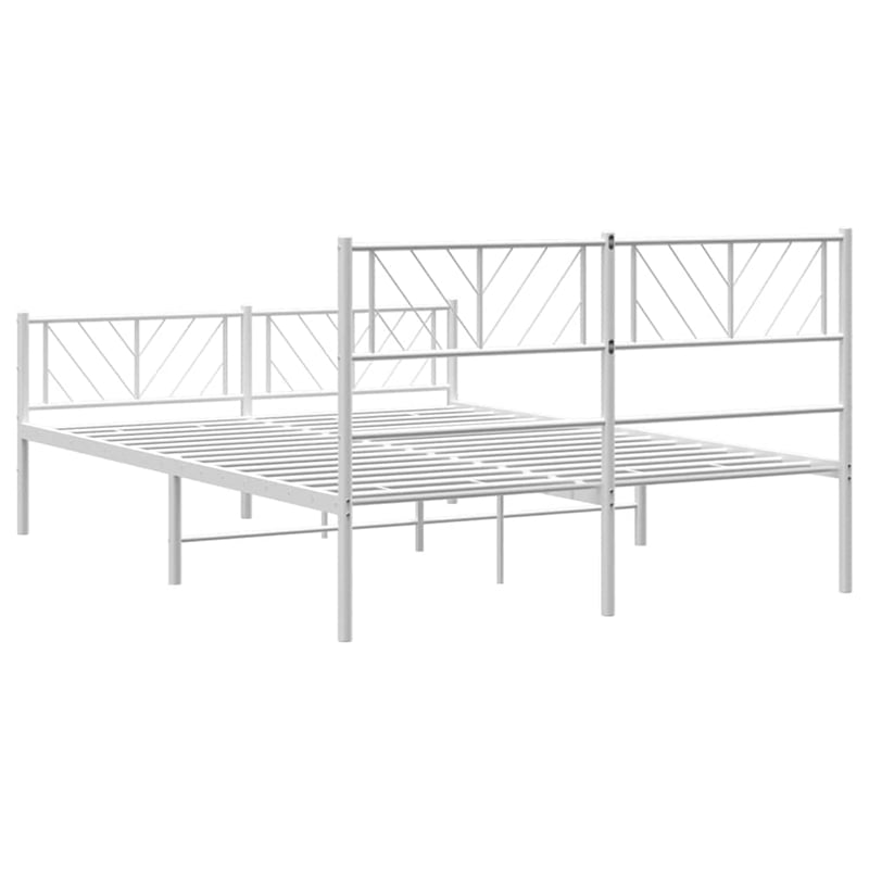vidaXL Metal 53.1 x 74.8 Powder-Coated Steel Bed Frame in White