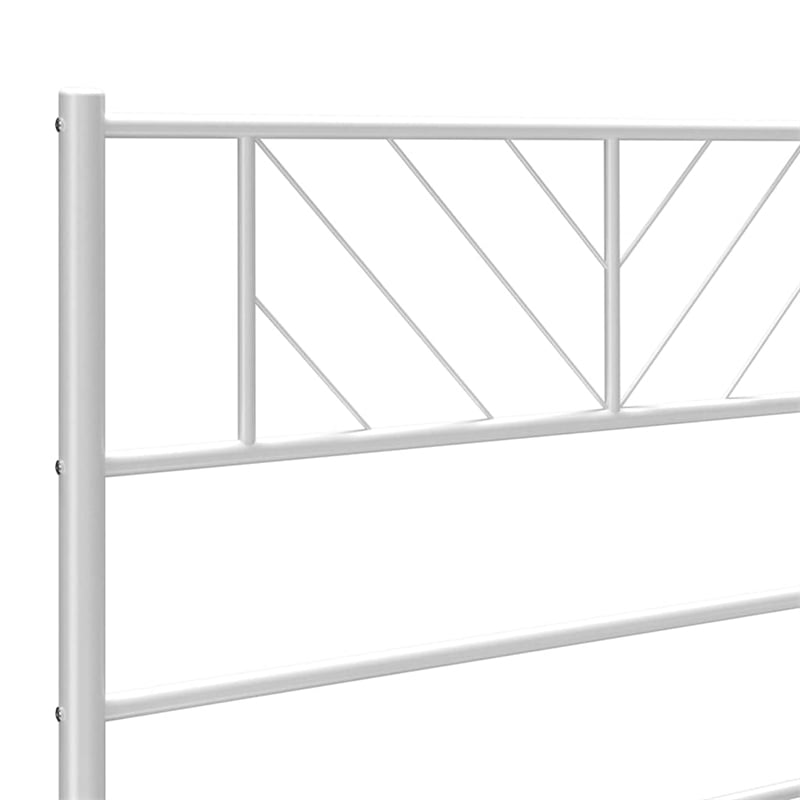 vidaXL Metal 53.1 x 74.8 Powder-Coated Steel Bed Frame in White