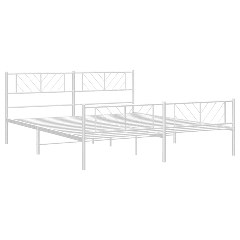 vidaXL Metal 76 x 80 Powder-Coated Steel Bed Frame in White