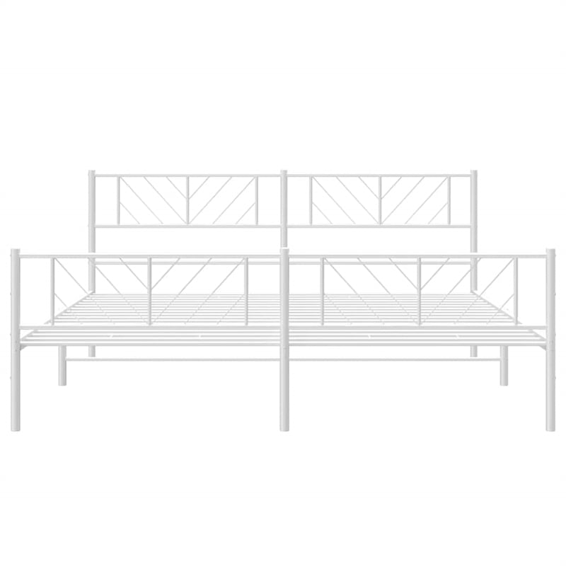 vidaXL Metal 76 x 80 Powder-Coated Steel Bed Frame in White