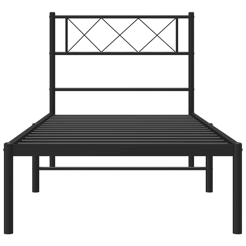 vidaXL Powder-Coated Steel Single Metal Bed Frame in Black