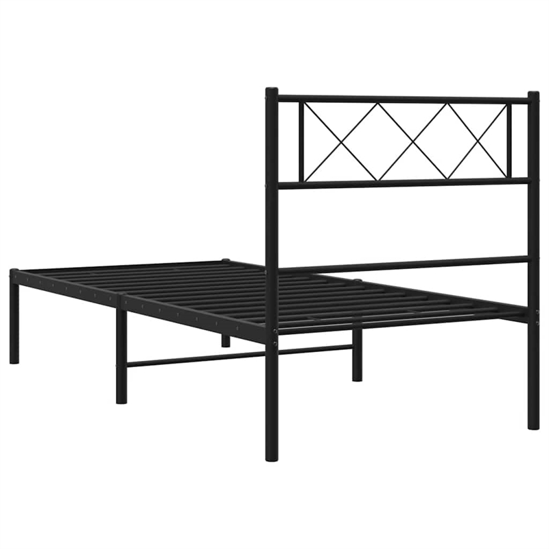 vidaXL Powder-Coated Steel Single Metal Bed Frame in Black