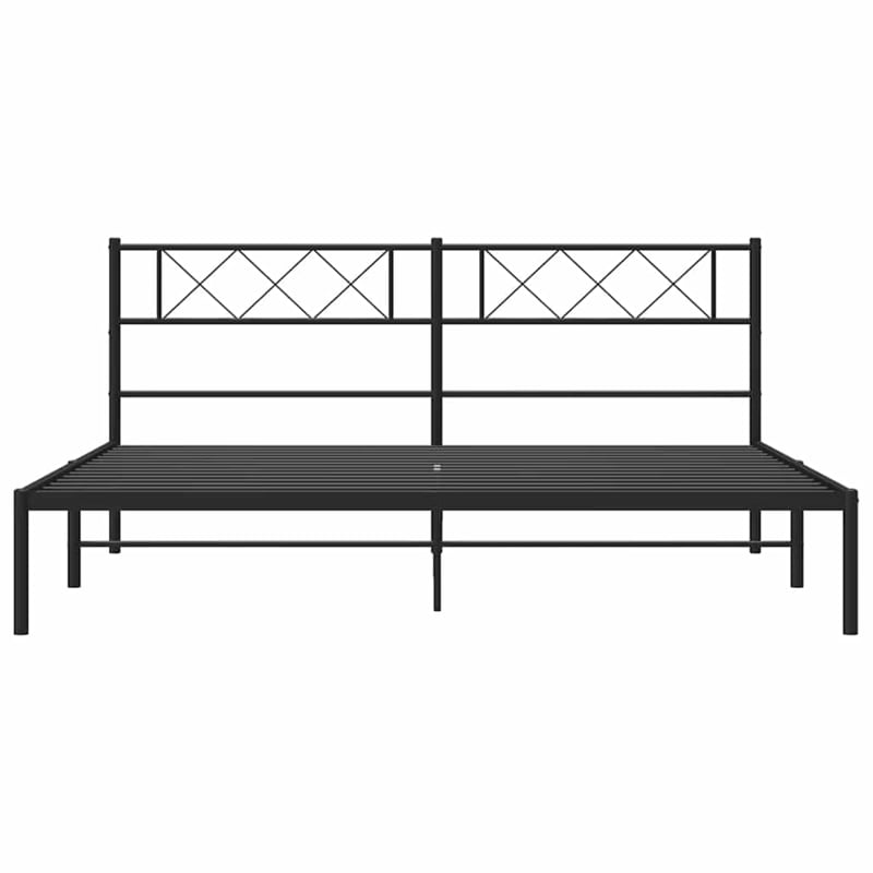 vidaXL Powder-Coated Steel King/Double Bed Frame in Black