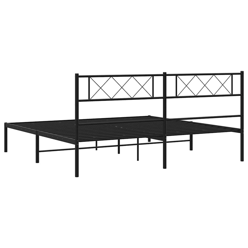 vidaXL Powder-Coated Steel King/Double Bed Frame in Black