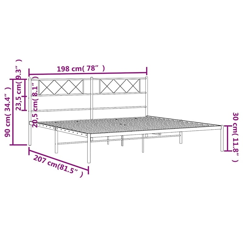 vidaXL Powder-Coated Steel King/Double Bed Frame in Black