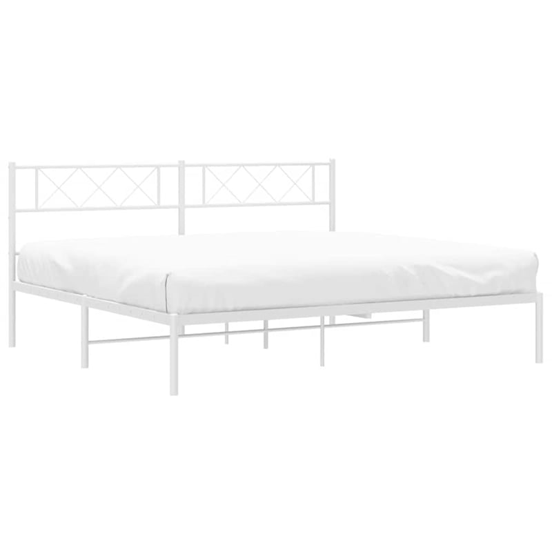 vidaXL 72 x 82.9 Black Powder-Coated Stee Bed Frame in White