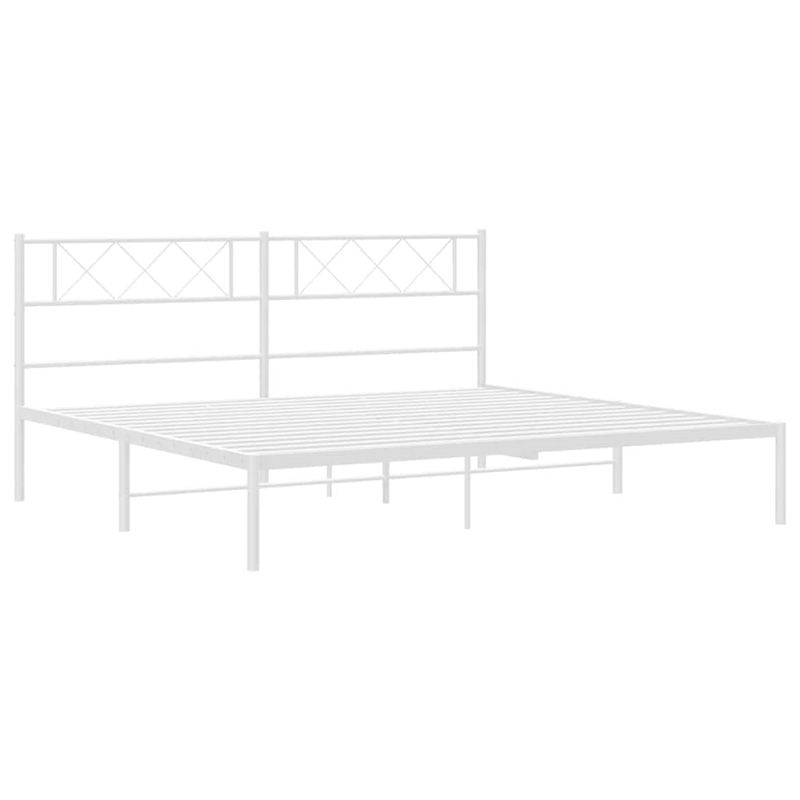 vidaXL 72 x 82.9 Black Powder-Coated Stee Bed Frame in White