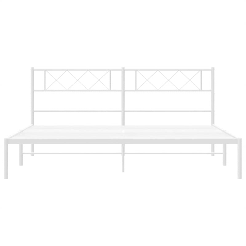 vidaXL 72 x 82.9 Black Powder-Coated Stee Bed Frame in White