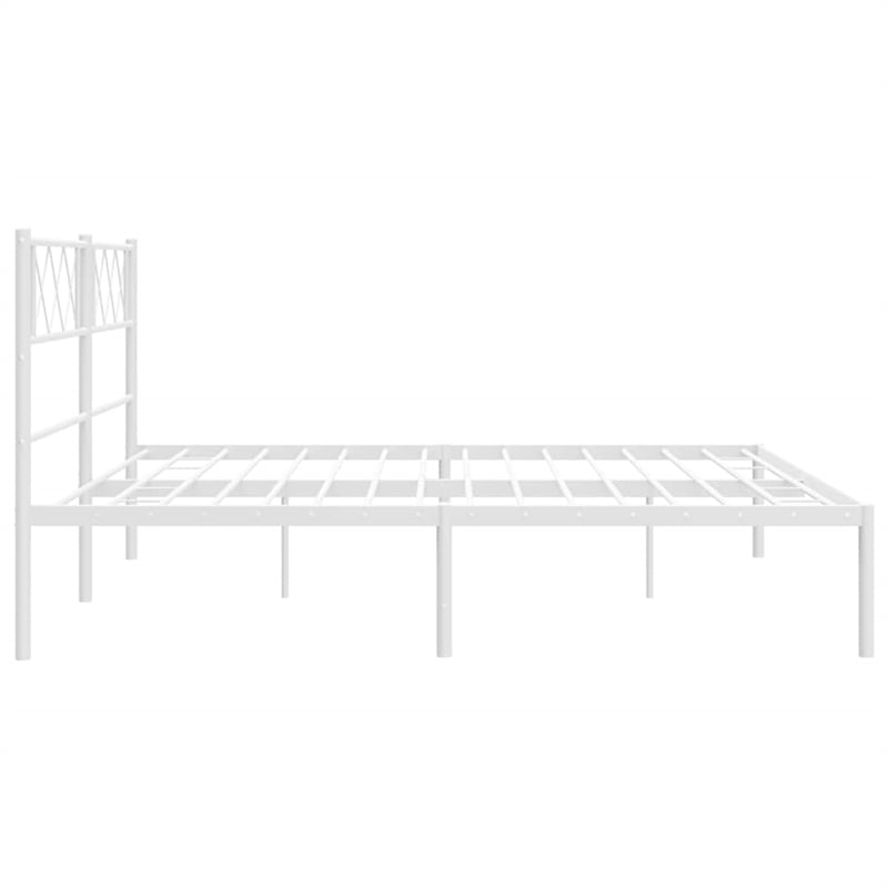 vidaXL 72 x 82.9 Black Powder-Coated Stee Bed Frame in White