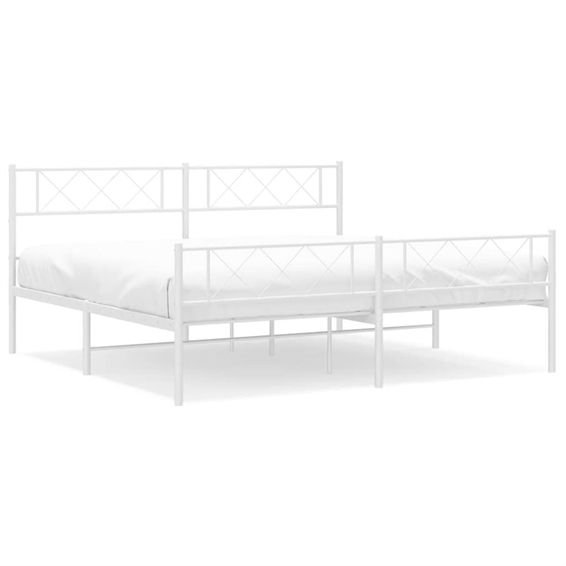 vidaXL 76 x 80 Powder-coated steel Bed Frame in White