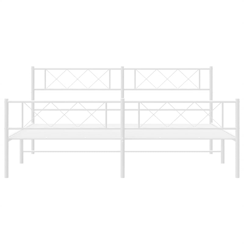 vidaXL 76 x 80 Powder-coated steel Bed Frame in White