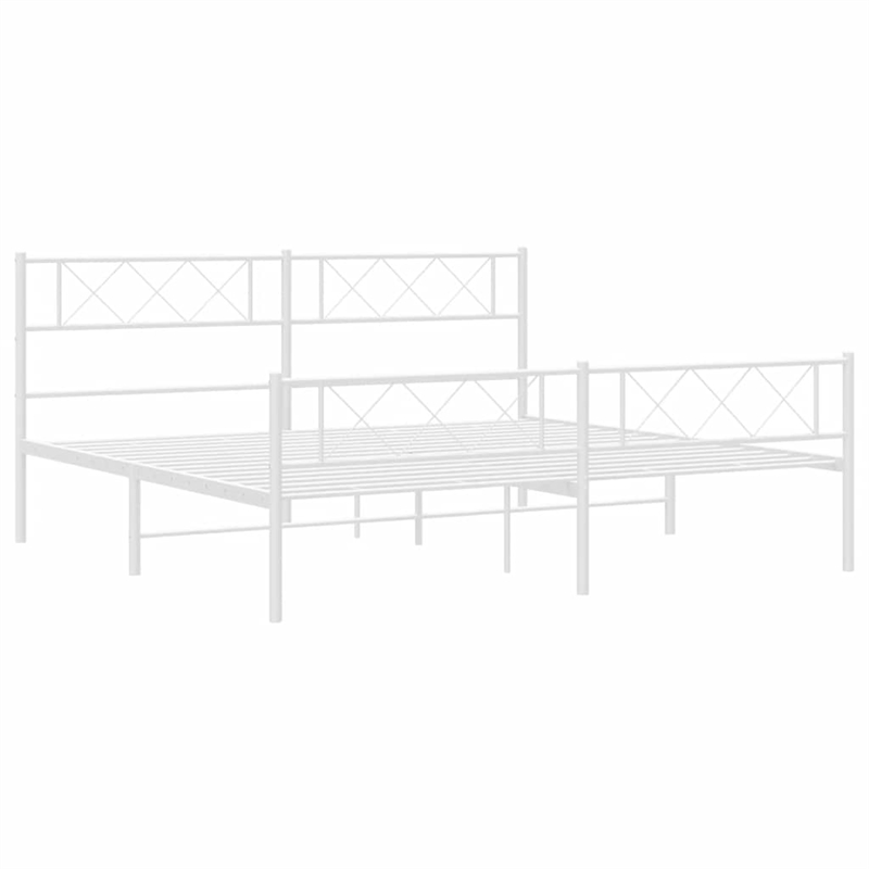 vidaXL 76 x 80 Powder-coated steel Bed Frame in White