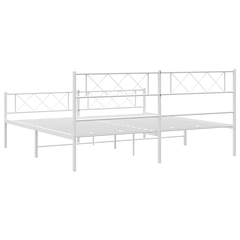 vidaXL 76 x 80 Powder-coated steel Bed Frame in White
