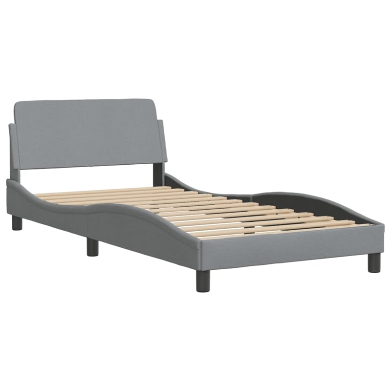 vidaXL Fabric Polyester Twin Bed Frame in Light Grey