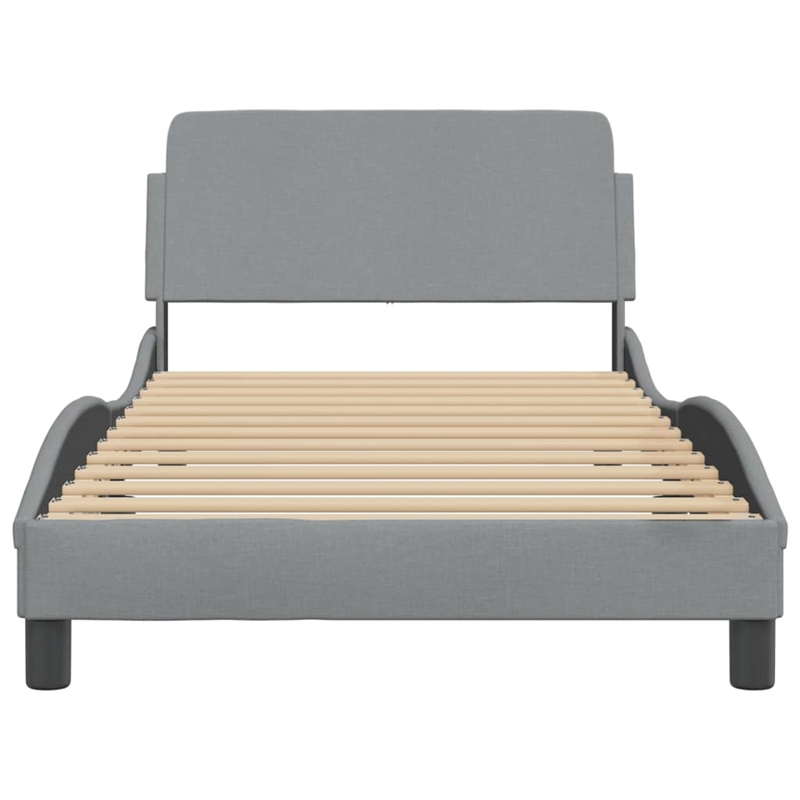 vidaXL Fabric Polyester Twin Bed Frame in Light Grey