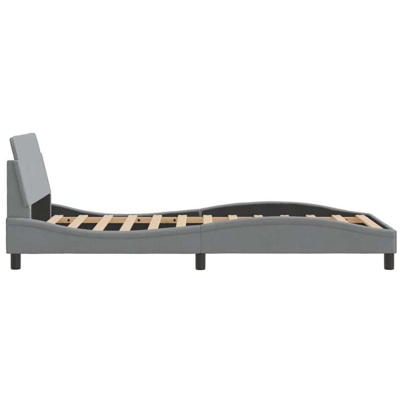 vidaXL Fabric Polyester Twin Bed Frame in Light Grey