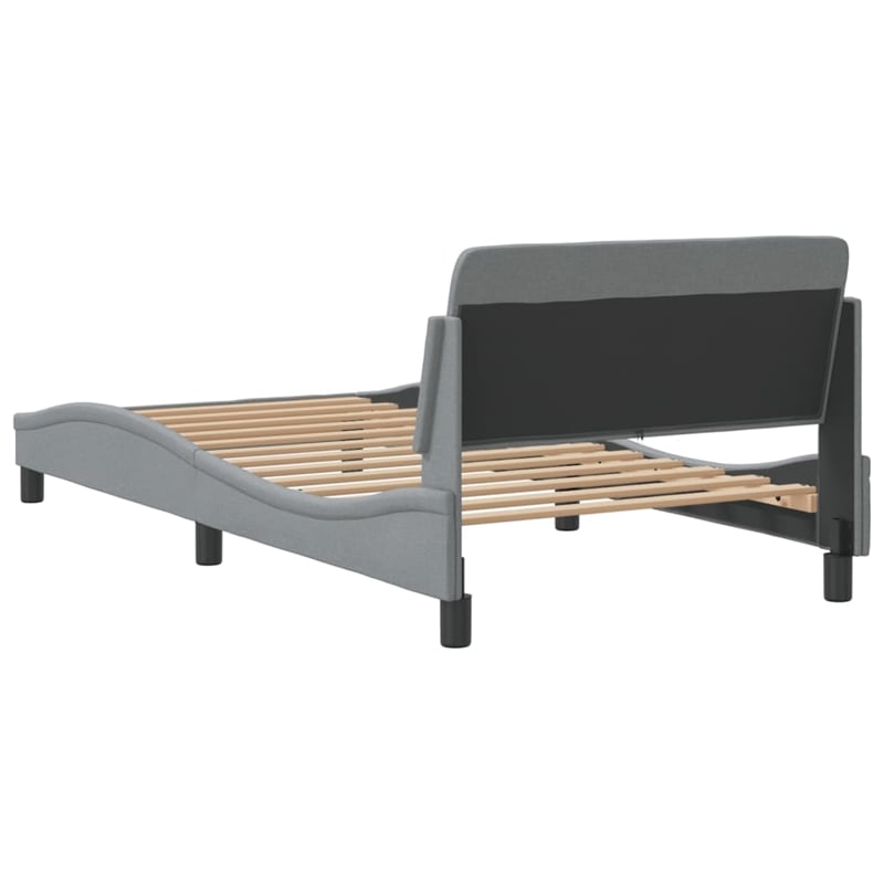 vidaXL Fabric Polyester Twin Bed Frame in Light Grey