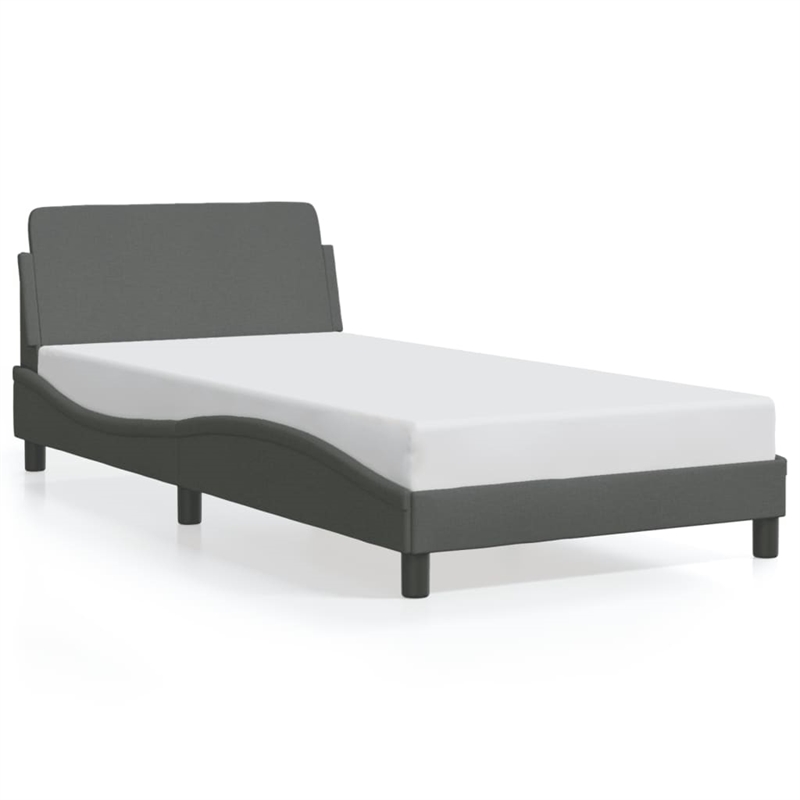 vidaXL Engineered Wood Twin Bed Frame with Headboard in Dark Gray