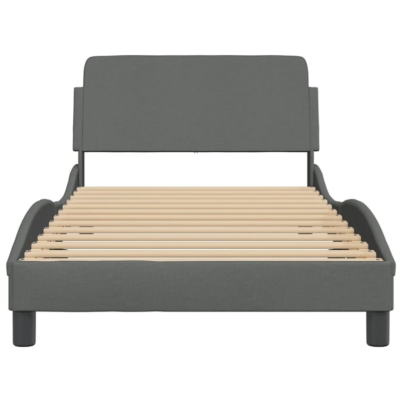 vidaXL Engineered Wood Twin Bed Frame with Headboard in Dark Gray