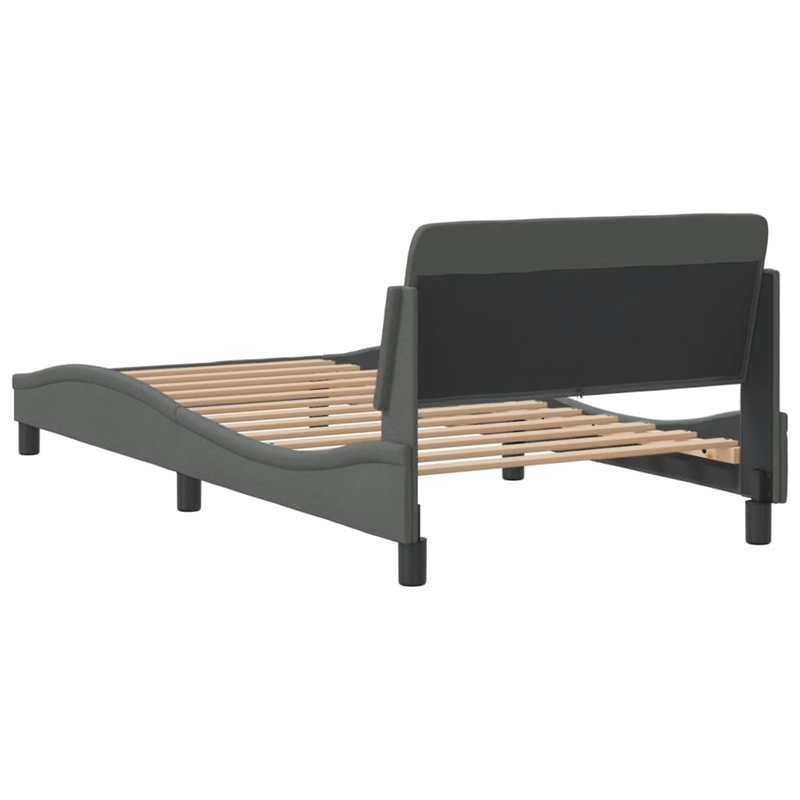 vidaXL Engineered Wood Twin Bed Frame with Headboard in Dark Gray