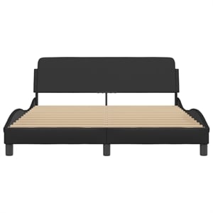 vidaXL Engineered Wood Faux Leather Queen Bed Frame in Black