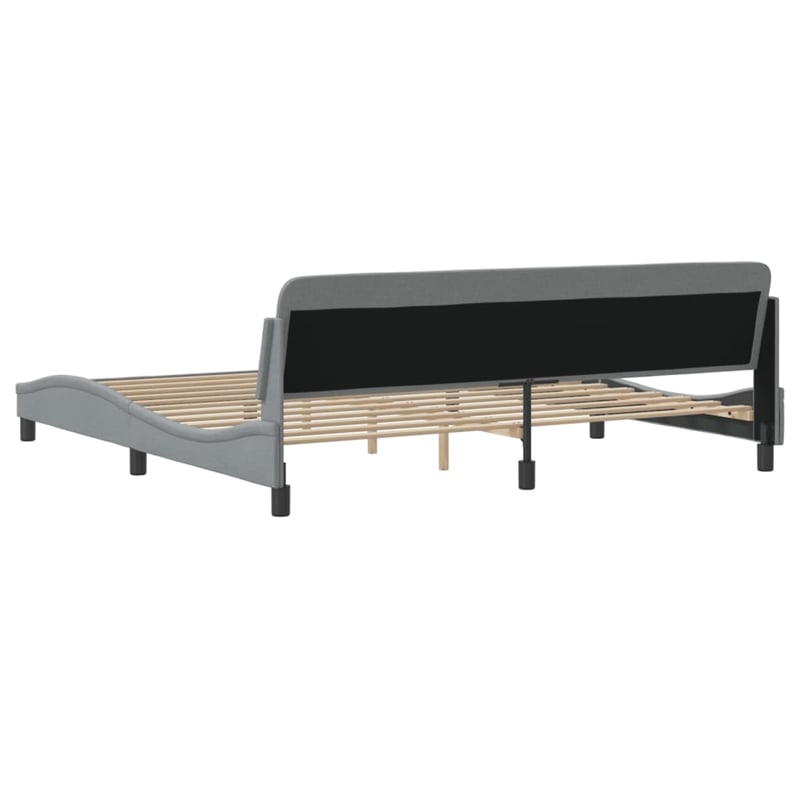 vidaXL Fabric Polyester King Bed Frame in Light Grey
