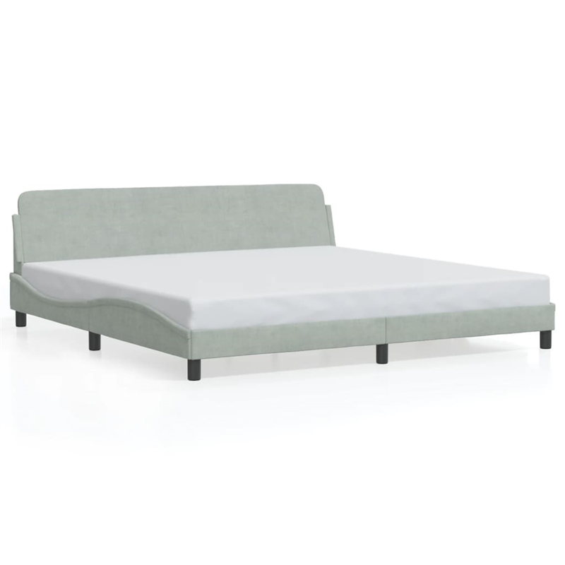 vidaXL Velvet  King Bed Frame in Light Grey