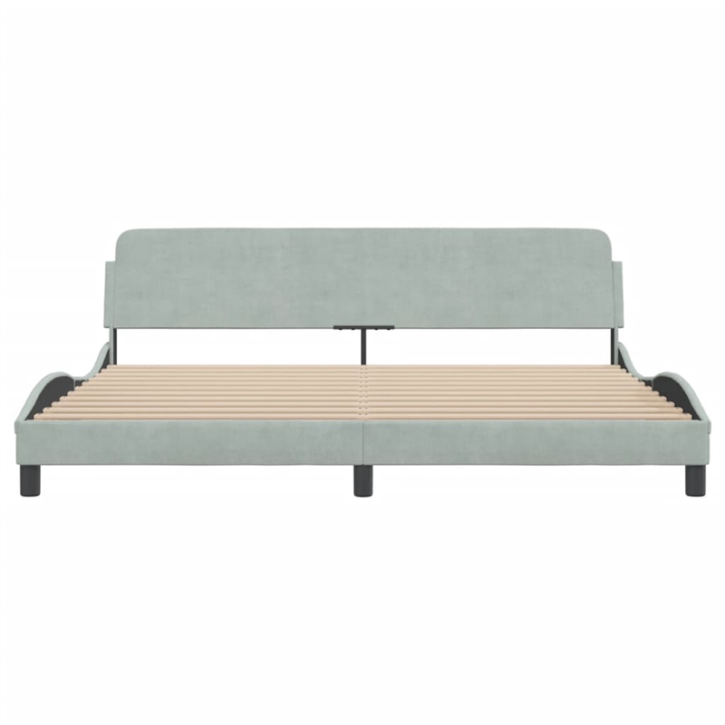 vidaXL Velvet  King Bed Frame in Light Grey