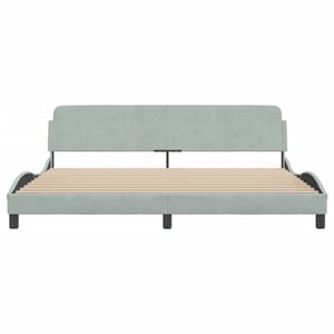 vidaXL Velvet  King Bed Frame in Light Grey