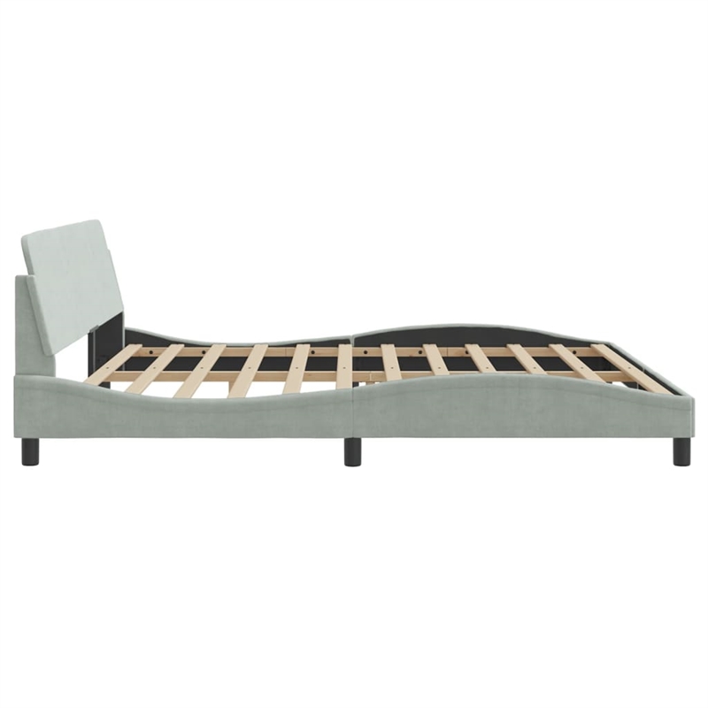 vidaXL Velvet  King Bed Frame in Light Grey