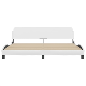 vidaXL Engineered Wood Faux Leather Full Bed Frame in White