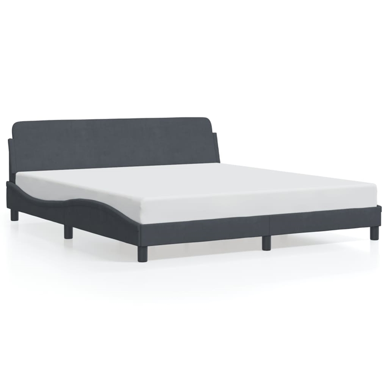 vidaXL Velvet Upholstery Cal King/Double Bed Frame in Dark Grey