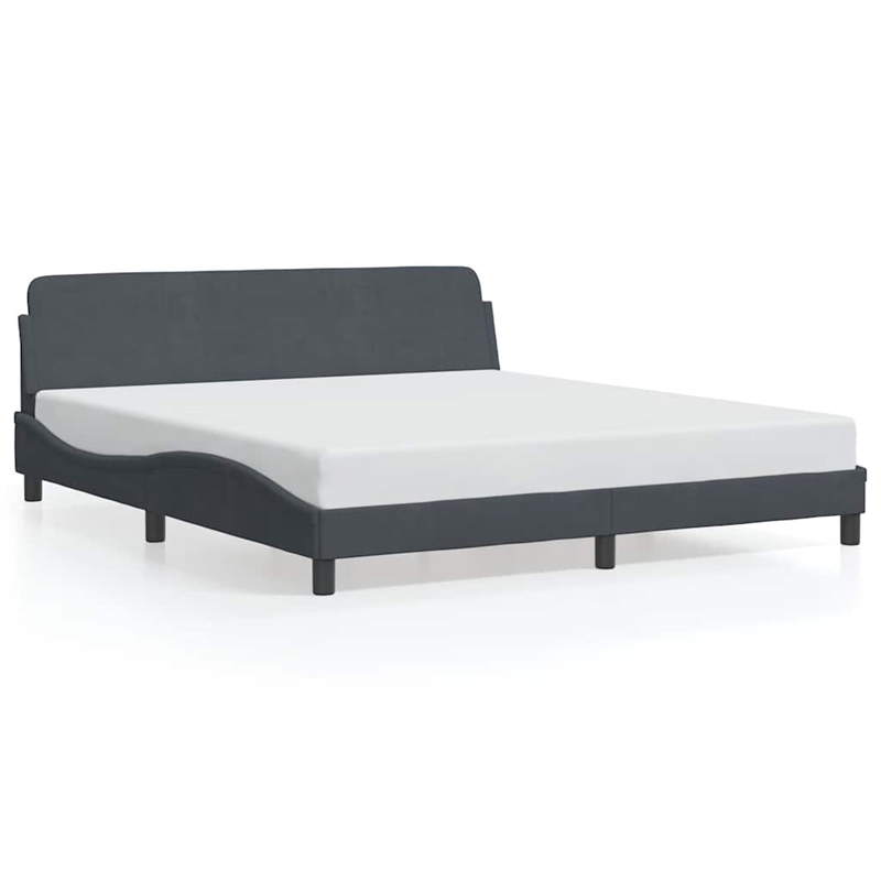 vidaXL Velvet Upholstery Cal King/Double Bed Frame in Dark Grey
